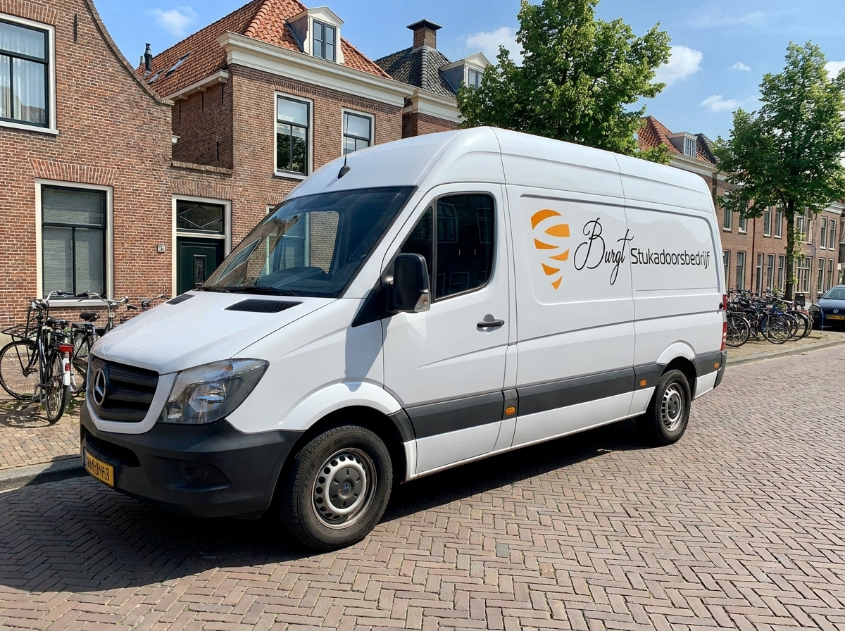 Erwin Burgt aan het stukadoren